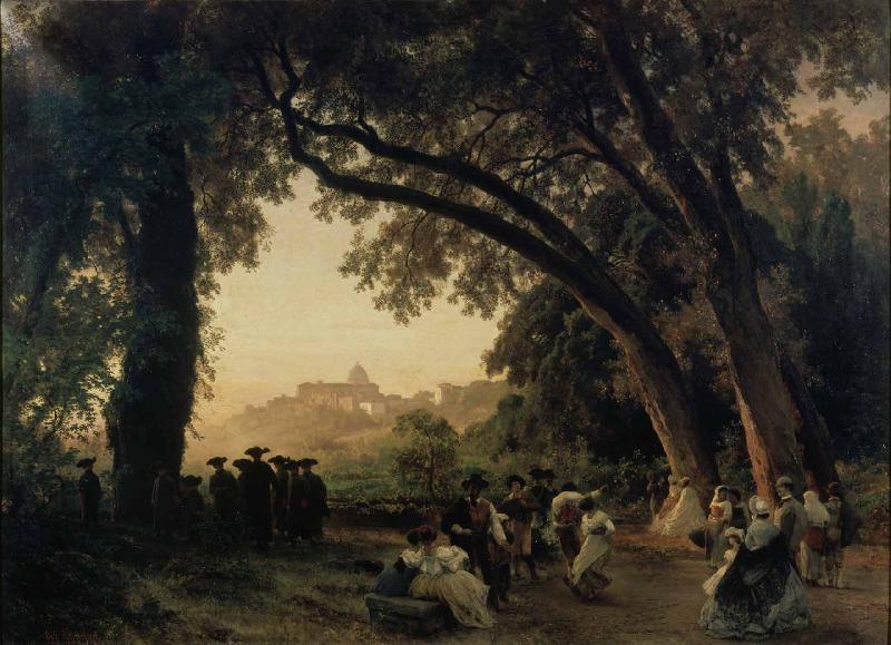 Oswald achenbach Saltarellotanz mit Blick auf Castel Gandolfo